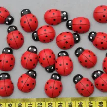 Набор из 250 шт. Милая Красная Божья коровка Деревянный Кабошоны, высота каблука 18x23 мм D25