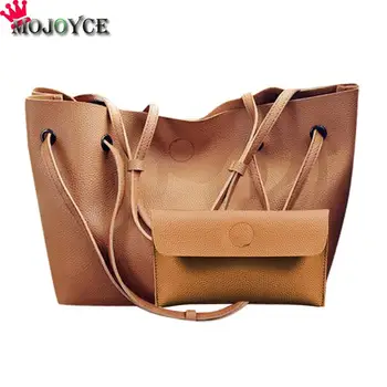 

2pcs/set Women Handbag PU Leather Clutch Sling Bag Shoulder Top-handle Bags for womrn 2018