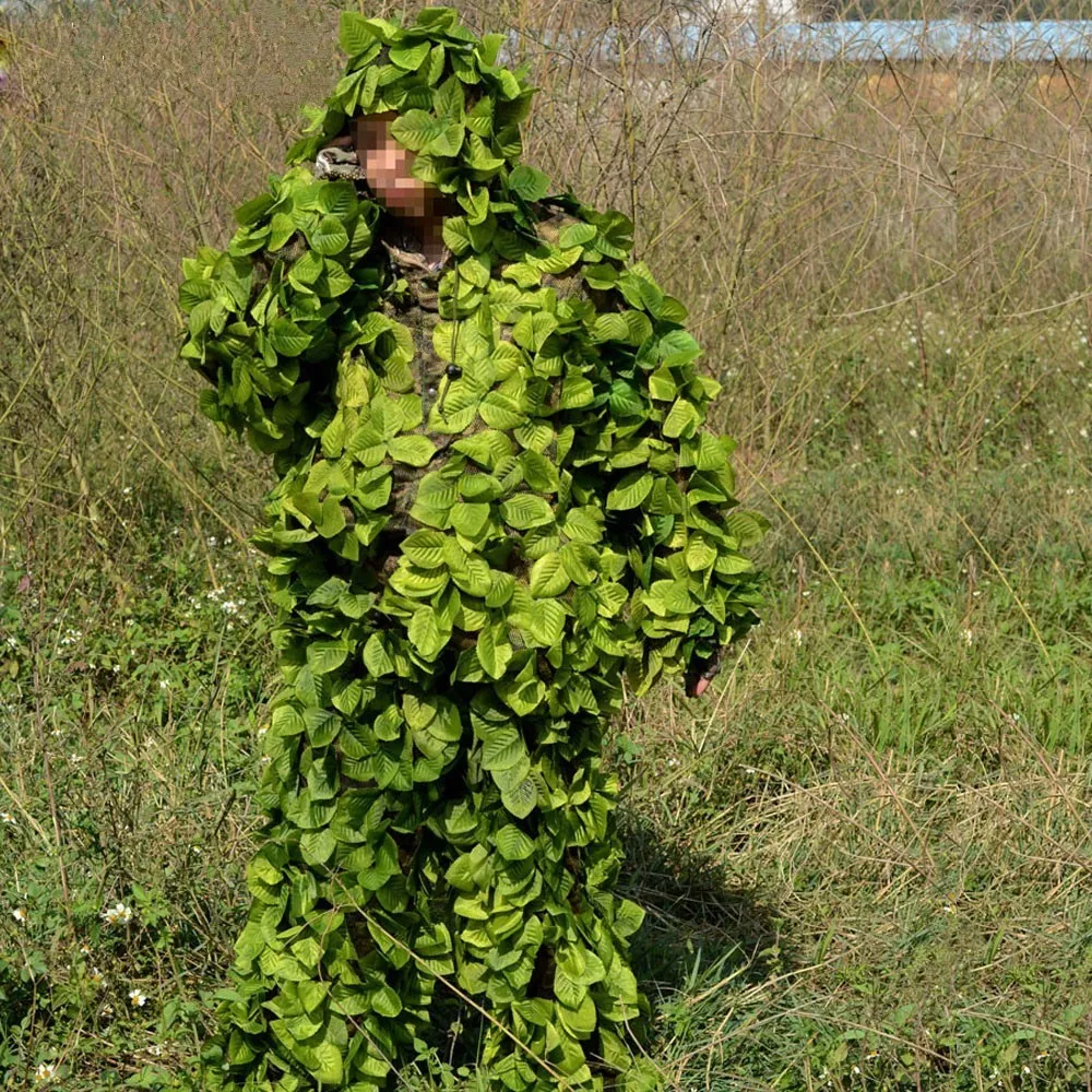 Открытый Охота наблюдение за птицами джунгли лист камуфляж ghillie Костюмы светильник CS стрельба обучение дышащий топы брюки комплект одежды