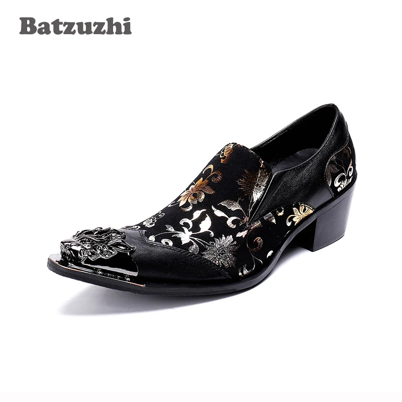 Batzuzhi 6.5cm High Heel Men Shoes Italy Type Fashion Leather Dress