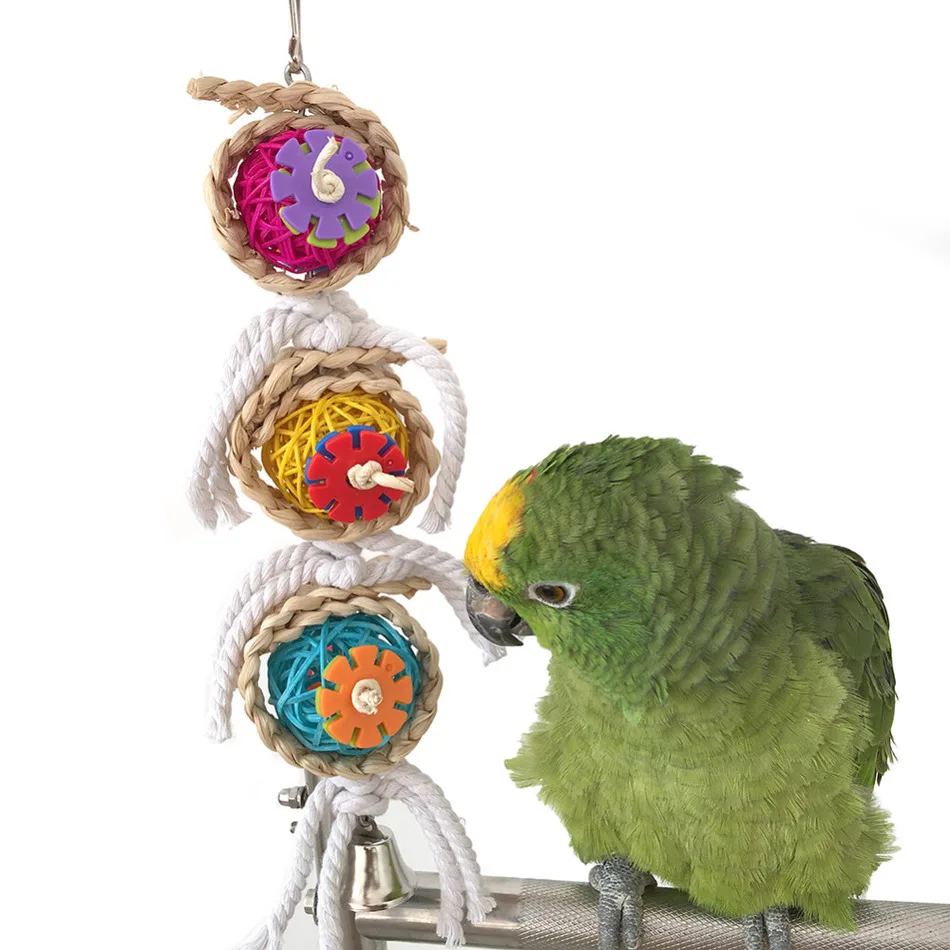 Bird Toy Parrot Pet Bird Parakeet Ball Cotton String Toys Cockatiel