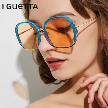 

iGUETTA Square Luxury Sunglasses Women Brand Designer Lady Retro Big Sunglass Women Brand Designer Alloy Oculos De Sol IYJB553