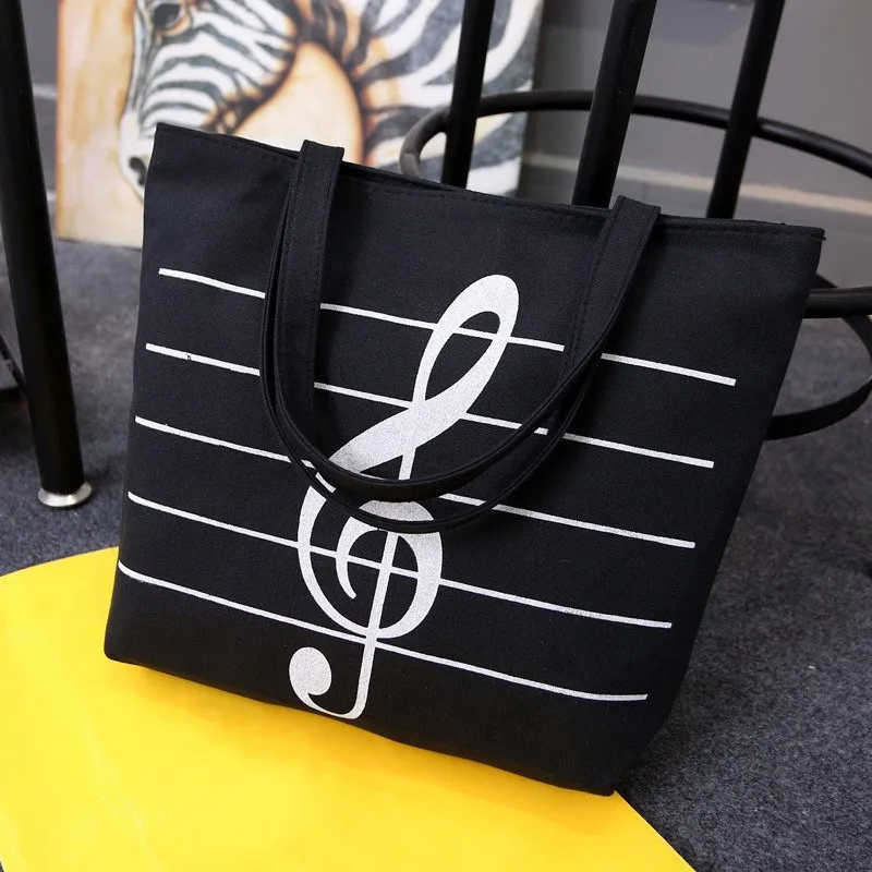 AEQUEEN большая черная Холщовая Сумка-тоут хлопчатобумажная ткань, одежда многоразовая женская сумка-шоппер пляжные сумки с принтом кошек продуктовые сумки большие - Цвет: Music