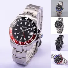 40mm Parnis Mechanical Watches Black Red Ceramic Bezel black dial GMT luminous marks sapphire glass automatic Mens Watch 40mm Parnis Mechanical Watches Black Red Ceramic Bezel black dial GMT luminous marks sapphire glass automatic Mens Watch