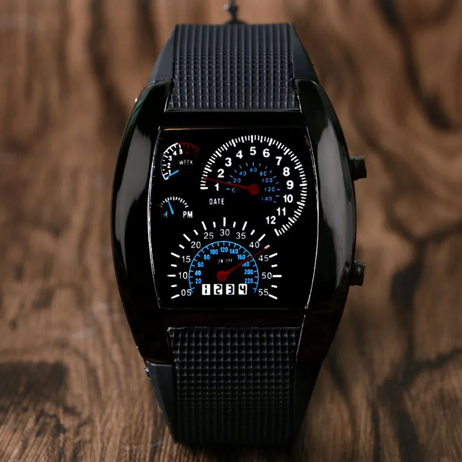 Digital Watch for Men Automatic Luminous LED Quartz Wristwatch Odometer Design Date&Week Display Black Waterproof Sport Clock  (9)