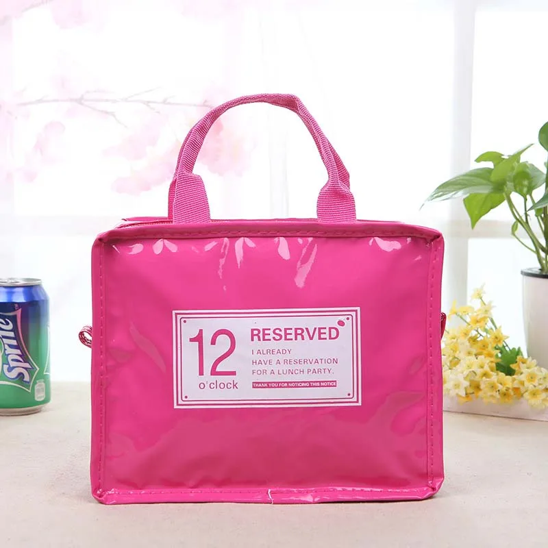 Новая мода PU Портативный изолированные сумка Термальность Еда Пикник бутылка для завтрака сумки Для женщин дети Для мужчин Cooler Tote обед коробка с термоизоляцией сумка - Цвет: Rose Size S