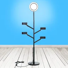 

Multifunction Desktop Broadcast Light Cellphone Selfie Ring Light with 4 Phone Holder Clamps Dimmable Makeup Light