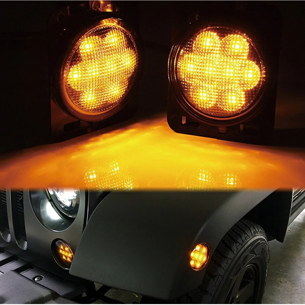 

Front Fender Side Marker Amber LED Light With Smoke Lens For Jeep Wrangler JK 07-16 (Smoked Lens Black)