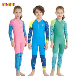 KIDLOVE Новый длинным рукавом Дети Унисекс Купальники Красочные комбинезон купальник слитный быстросохнущая костюм комплект