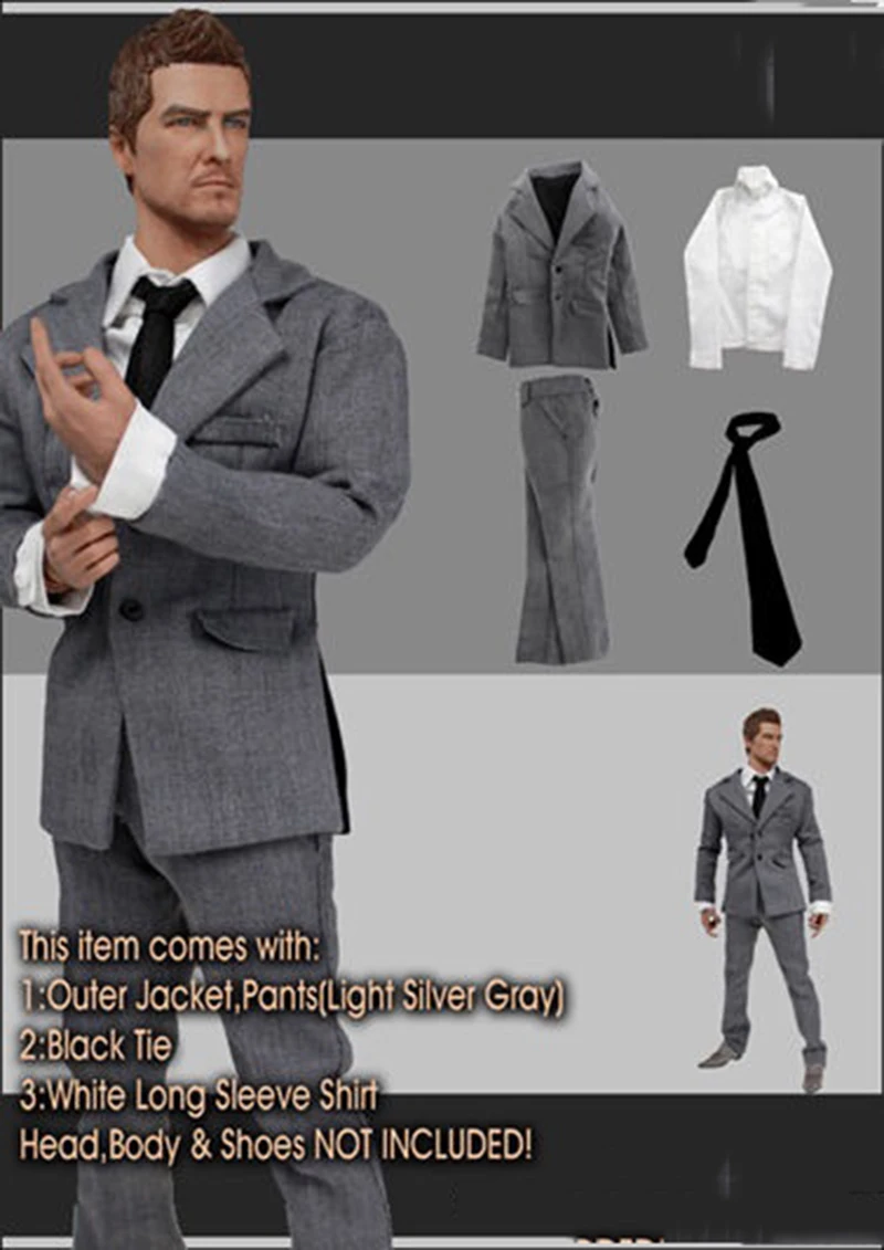 

1/6 Male Grey Suit Clothes Set Model for 12''Bodies Accessories