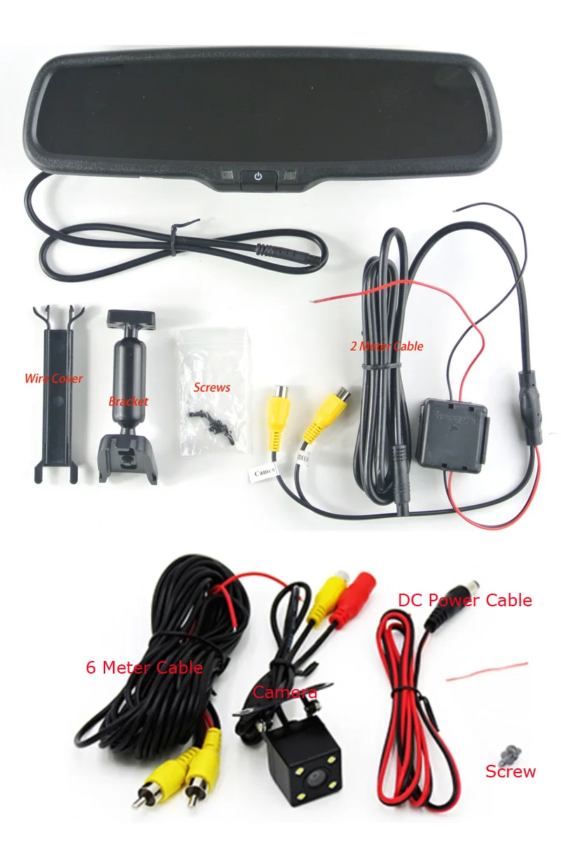 ANSHILONG 4," lcd зеркало заднего вида монитор комплект+ обратный резервный парковочная камера, внутреннее запасное зеркало+ кронштейн oem