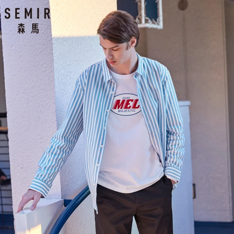 SEMIR мужская полосатая рубашка Стандартная посадка длинный рукав с длинным