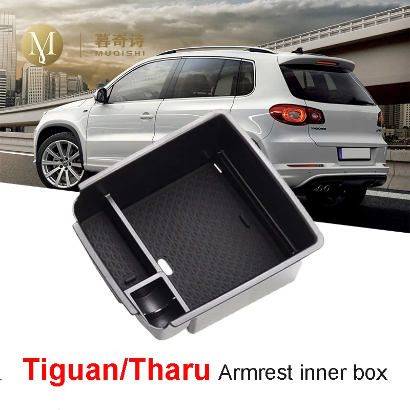 

For Volkswagen Tiguan Tharu 2016 2017 2018 Armrest Center Storage Box Container inner Organizer Car coin Holder Case Accessories