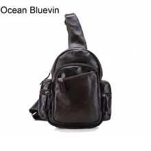 Океан BLUEVIN Новая натуральная кожа воловья Грудь пакет мужские дорожные нагрудные сумки модная маленькая сумка через плечо для мужчин сумка