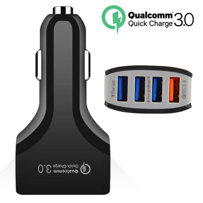 4 порта USB QC 3 0 Автомобильное зарядное устройство Быстрая зарядка для XIAOMI IPhone X Samsung