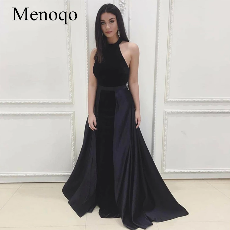 Menoqo Mermaid Velvet Evening Dress with Detachable Satin A Line Skirt Sexy Halter Neck Backless Evening Dress Long Dress Menoqo Mermaid Velvet Evening Dress with Detachable Satin A Line Skirt Sexy Halter Neck Backless Evening Dress Long Dress