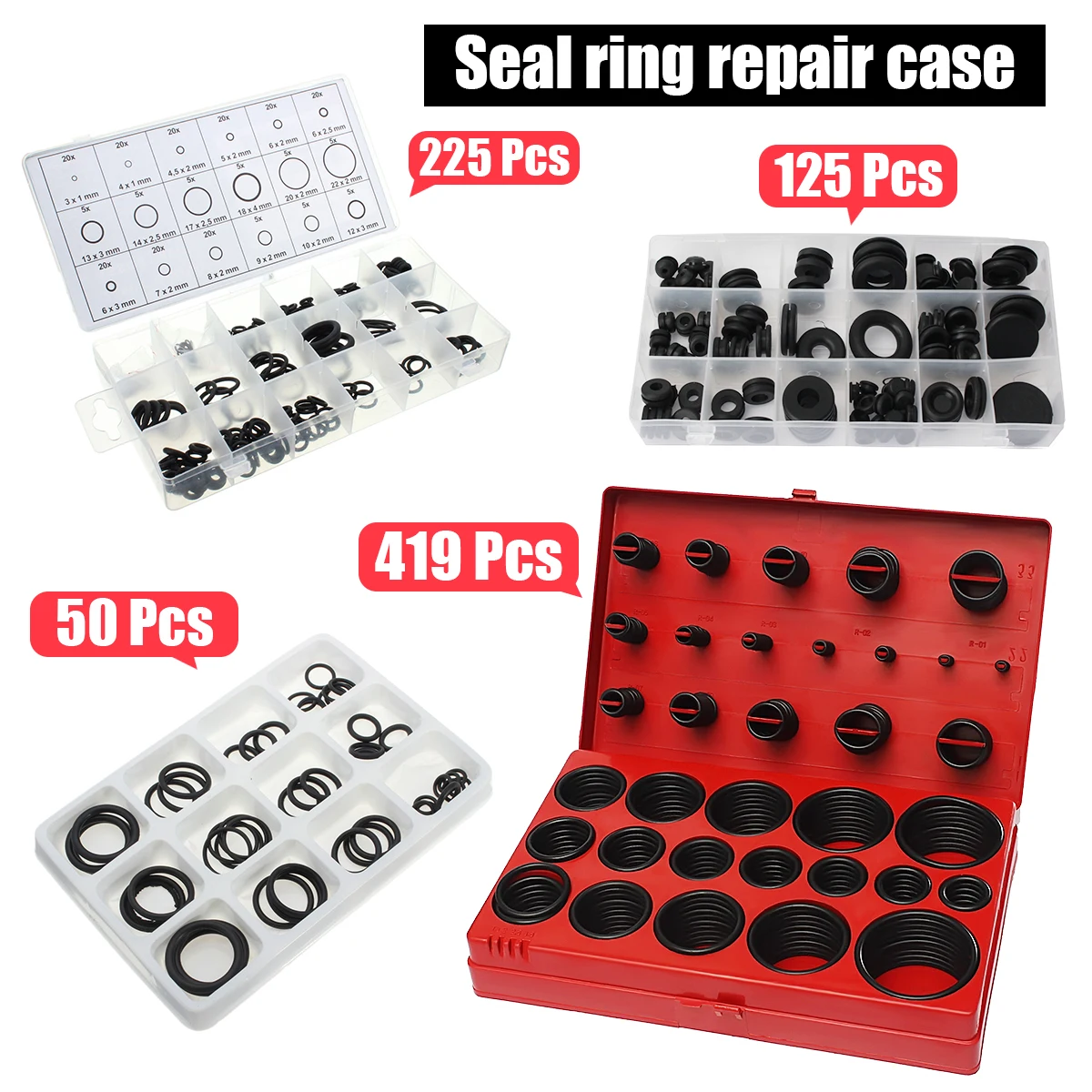 

419Pcs Assorted O Ring Rubber Seal Assortment Set Kit Garage Plumbing With Case for Garages General Plumbers Includes 32 Size