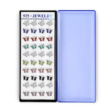 SHUANGR Новая мода 20 пар/уп. красочные Кристальные Сережка-гвоздик в форме бабочки для женщин пирсинг звезды цветочные серьги; бижутерия