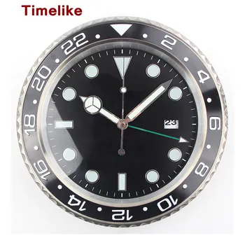 

1piece XL size Metal Watch Wall Clock Calender Wall Clock with Date and Luminous and logos