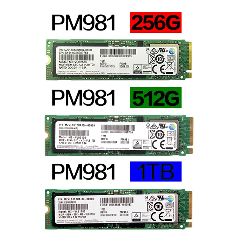 SAMSUNG SSD M.2 PM981 256 ГБ 512 1 ТБ твердотельного жесткого диска M2 NVMe PCIe 3,0x4 NVMe 1,3 ноутбук внутренний disco duro TLC