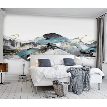 

Home Decor Wall Papers Living Room Bedroom Papel De Parede Mountain Painting Photo Wall Mural Self Adhesive Vinyl/Silk Wallpaper