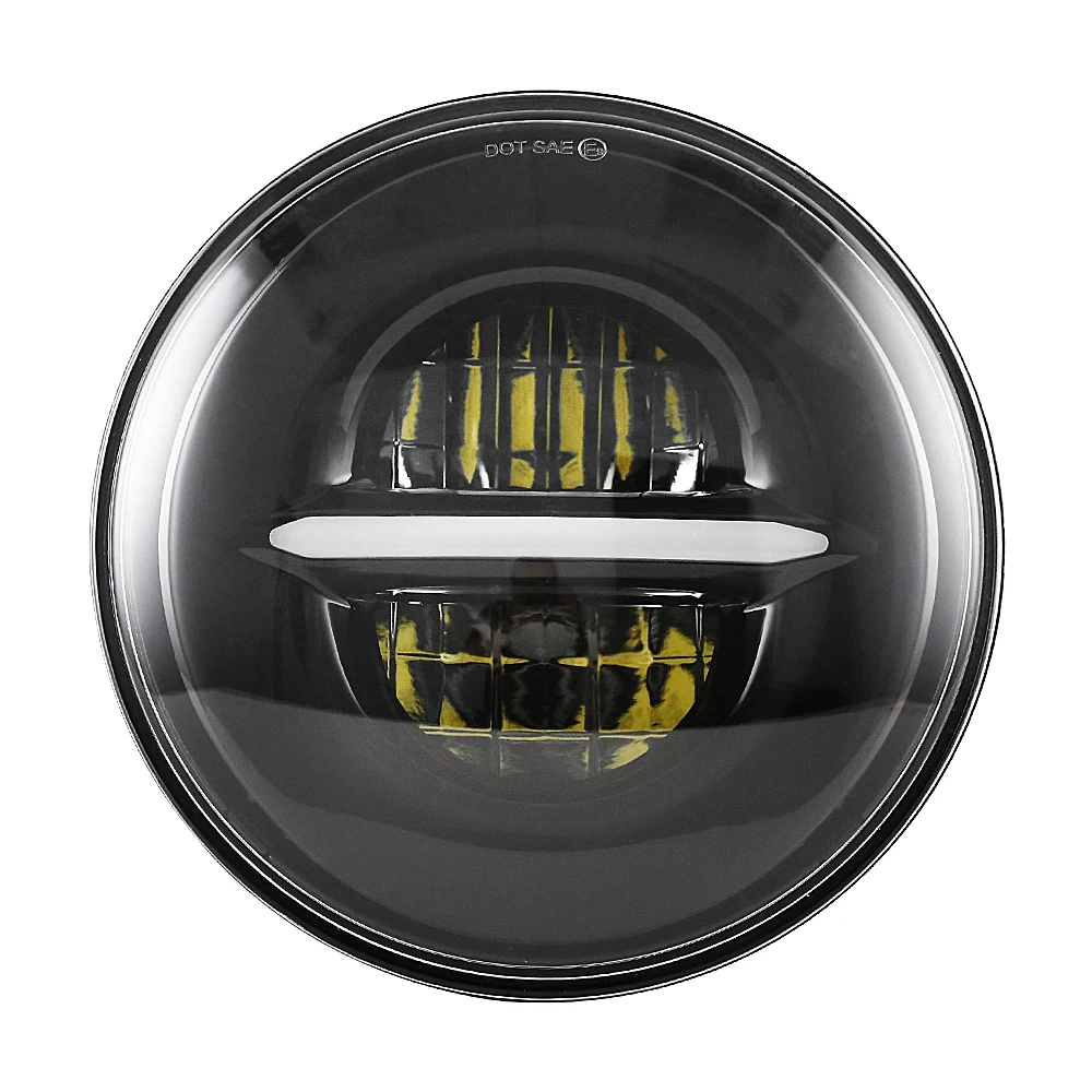 Качественная 7 дюймовая мотоциклетная фара с DRL бело желтым поворотным сигналом