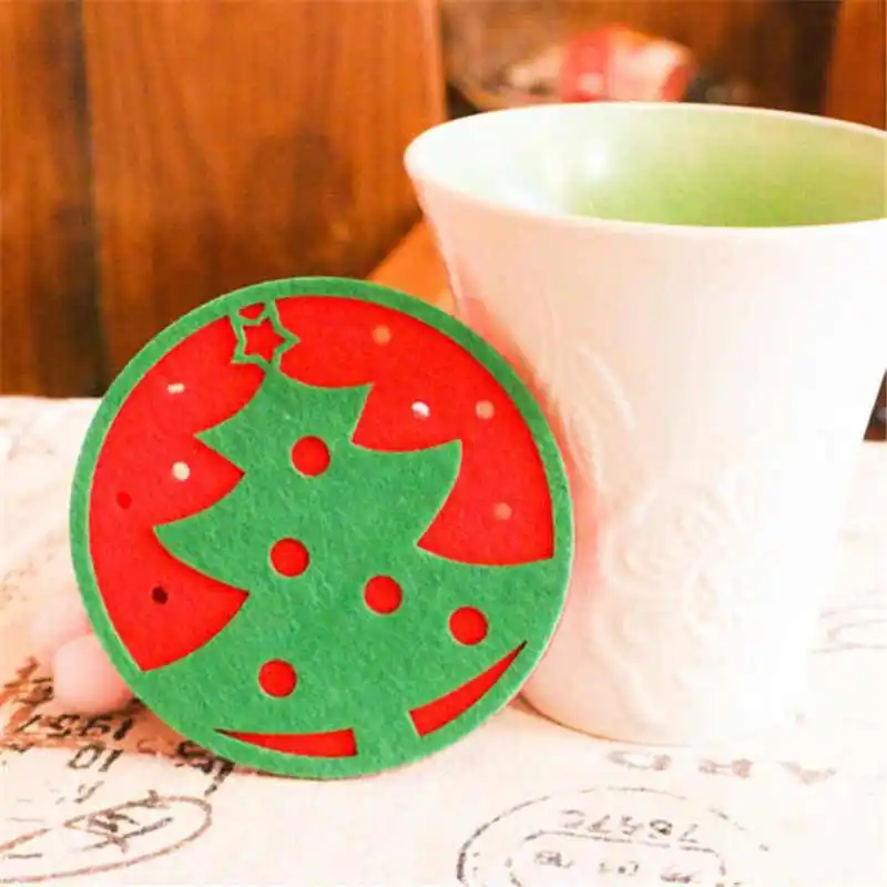 1 pc Christmas Coffee Table New water Coaster Insulation Pad Coaster Doily Diameter 10cm #2o31  (17)