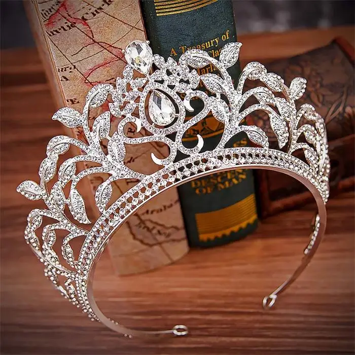 Свадебные украшения для волос аксессуары для женщин Кристалл цветок лист Стразы Большой Noiva тиары и короны невесты корональная диадема BH