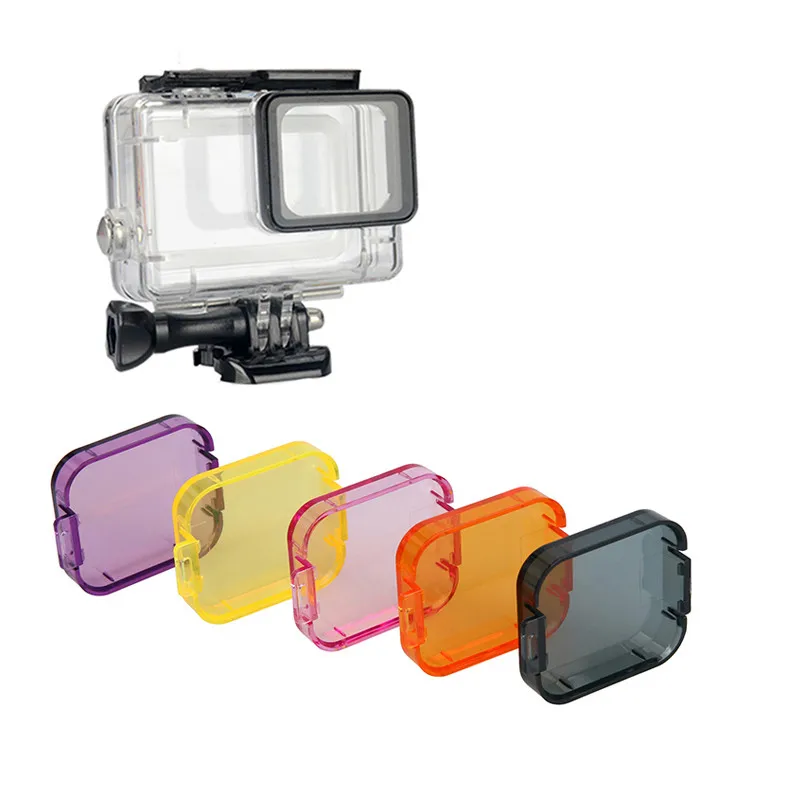 

Diving Filter Yellow Red Purple Grey Orange Waterproof Case Housing Dive Filtors for GoPro Hero 5 Black