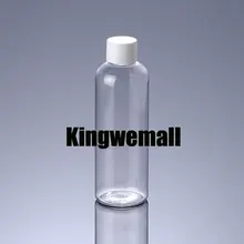 300 шт/партия 200 мл пластиковый лосьон для воды круглый наплечный контейнер прозрачная бутылка с белые крышки для косметической упаковки PTJ41