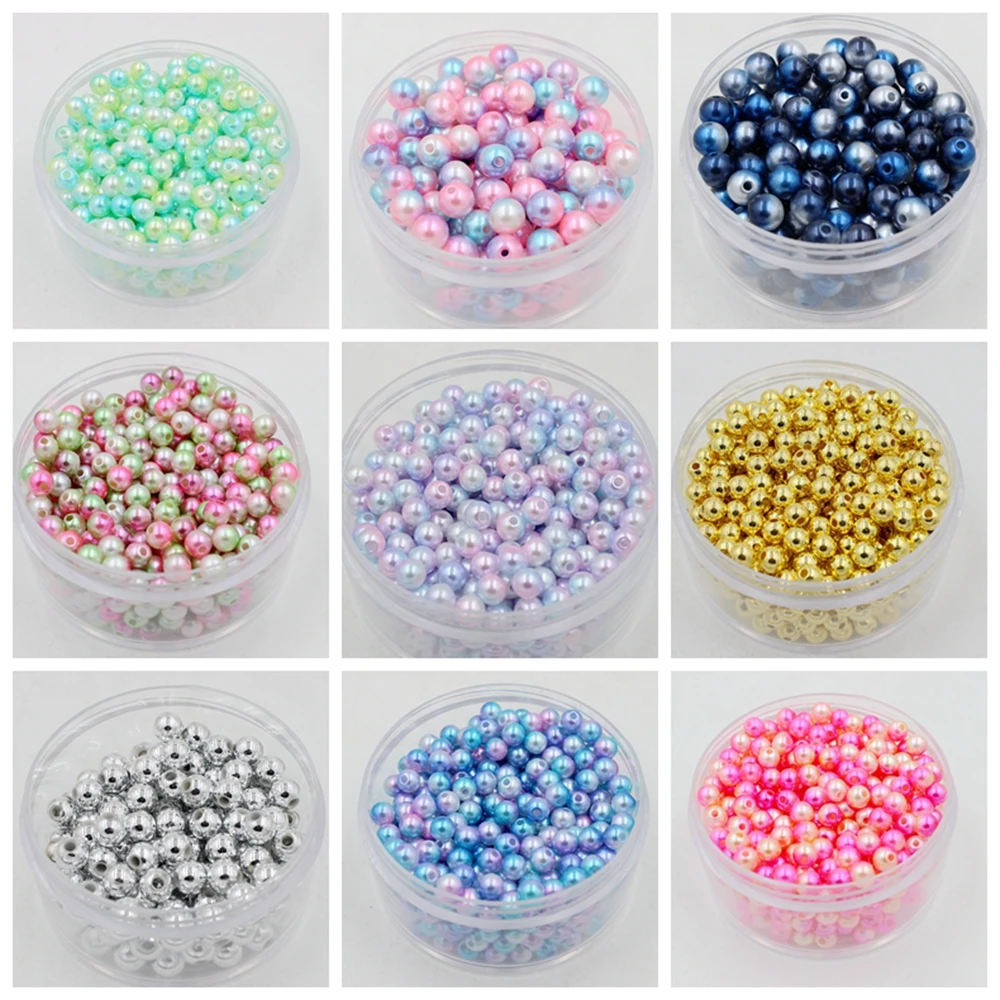 20Pcs 8x11mm Glass Pearl Oval Two Colors Spacer Loose Beads Jewelry Making SS20