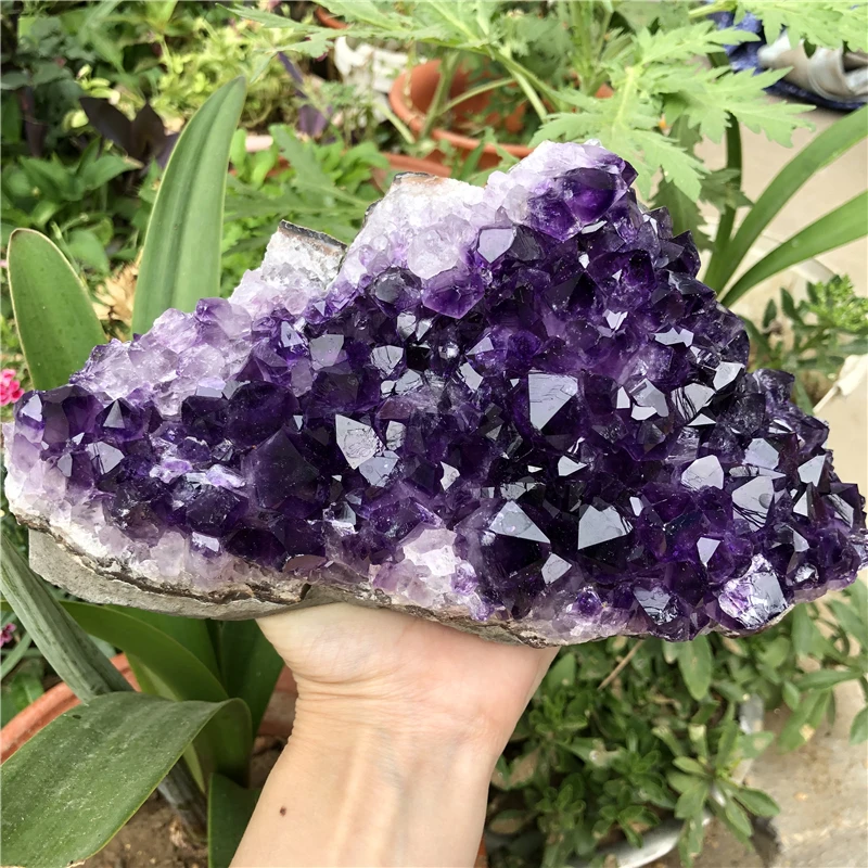 

2kg dark purple amethyst crystal large natural uruguay amethyst druzy amethyst cluster for home dec