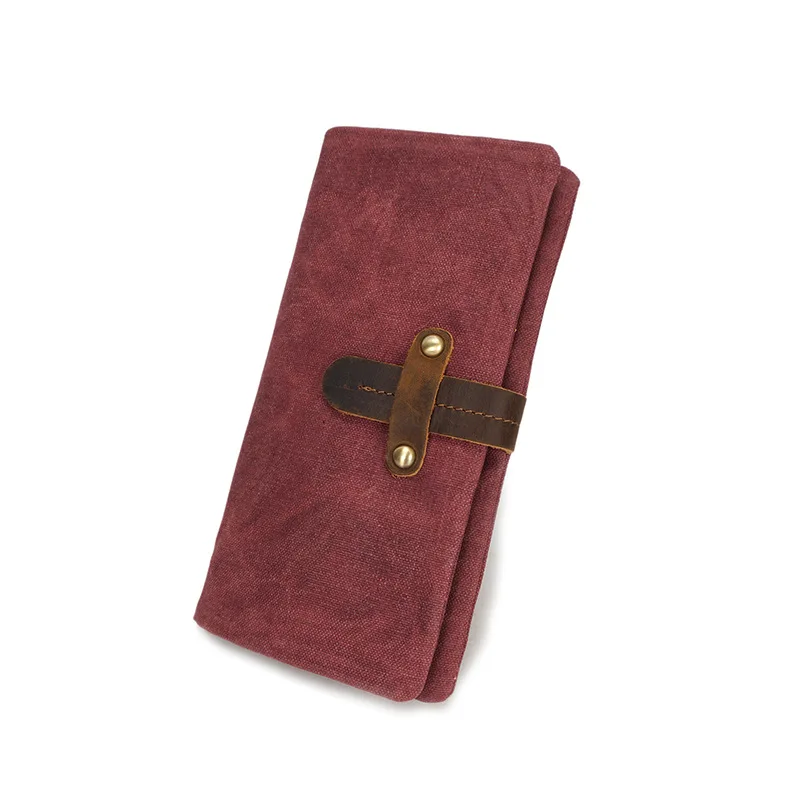 

New Canvas Long Wallet With Retro Magnetic Buckle Multi-function Waterproof Wallet Fashion Men's Clutch MQB-34