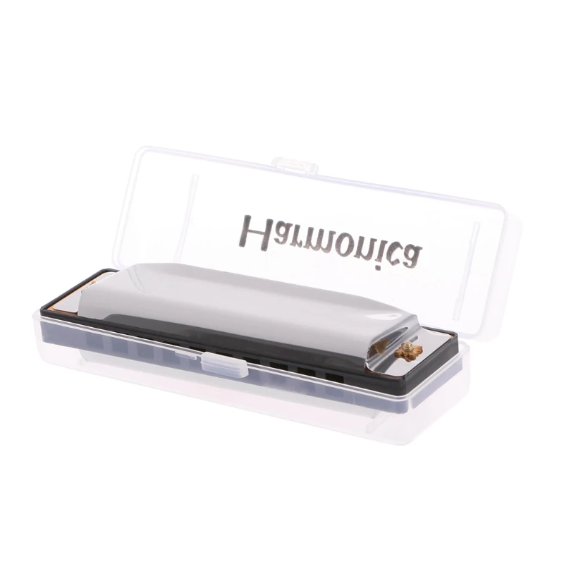 

10 Holes Key of C Musical Instrument Stainless Steel with Case Blues Harmonica