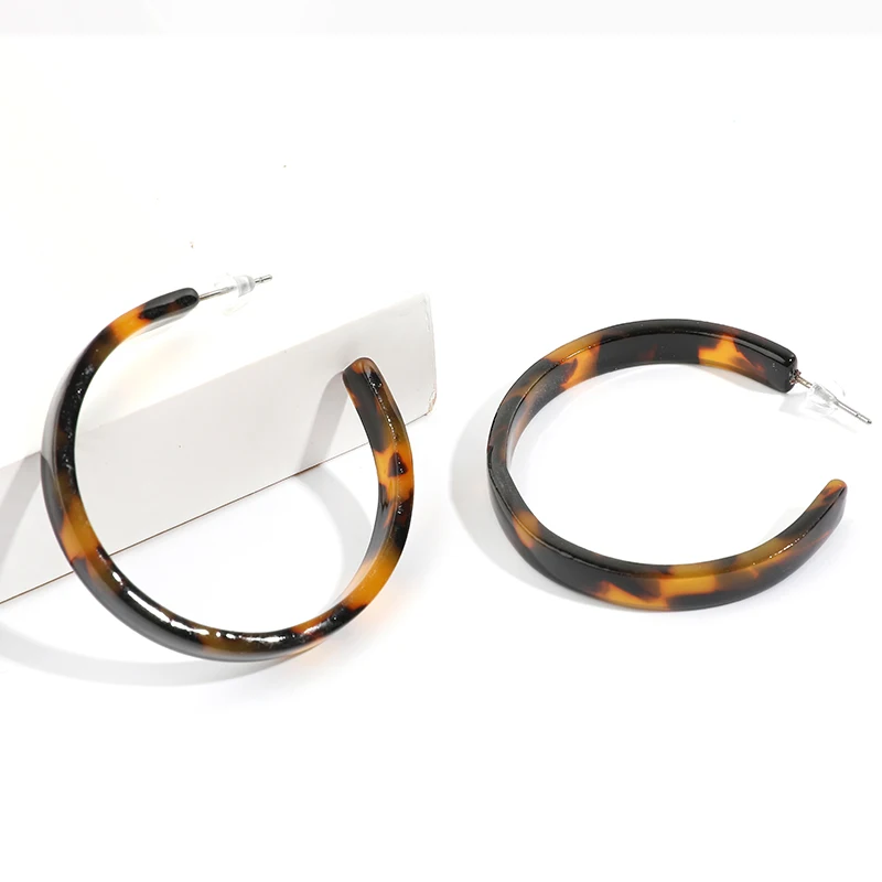 

Bohemia Acrylic Acetate Hoop Earrings for Women Vintage Leopard Print Circle Hoop Alloy Earring Female Fashion Christmas Jewelry