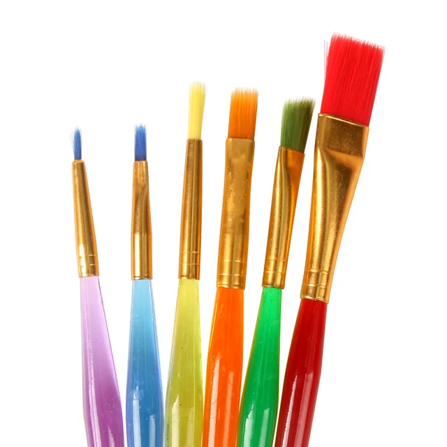 6pcs/set Children Kindergarten Brush Paint Brushes Suit Hook Line Pen Water Chalk Painting Art
