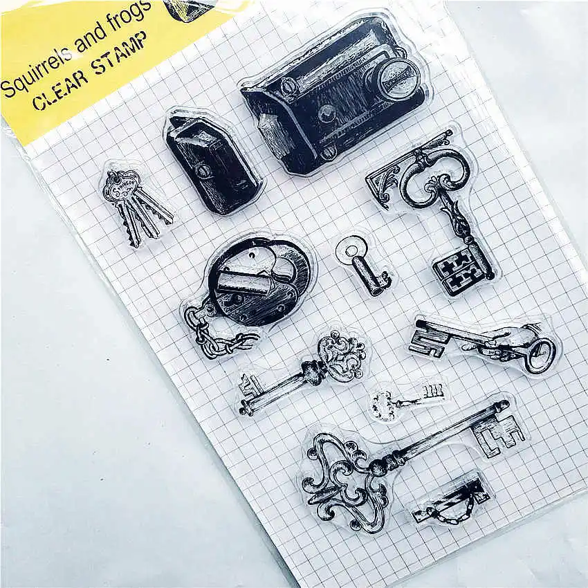 

PANFELOU The key and lock Transparent Clear Silicone Stamp/Seal for DIY scrapbooking/photo album Decorative clear stamp sheets