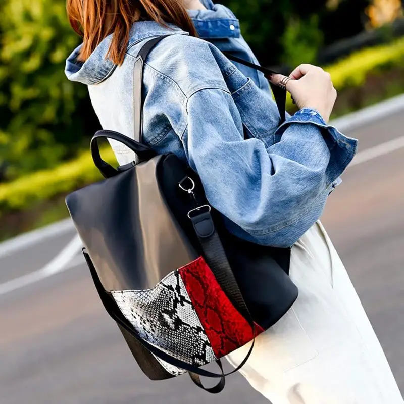 Рюкзак из ткани Оксфорд с защитой от кражи для девочек-подростков, водонепроницаемый женский рюкзак из змеиной кожи, рюкзак для путешествий, рюкзак Mochila dos Femme
