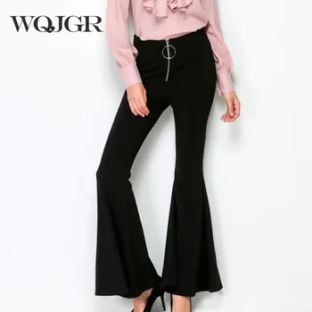 

WQJGR Autumn And Winter High Waist Thin Black Trousers For Women Leisure Time Pants Woman