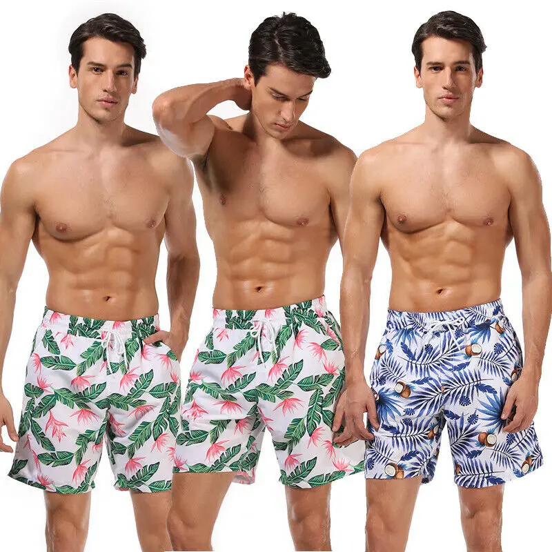 

Family Matching Swimwear Men Children's Trunks Dad and Kids Leaf Print Beach Shorts Elastic Quick Dry Pants