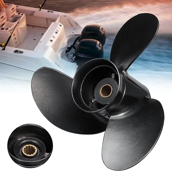 

3B2W64517-1 8.5X9 Boat Outboard Propeller for Tohatsu Nissan-Mercury 8-9.8HP Aluminum Alloy 12 Spline Tooths 3 Blades Black