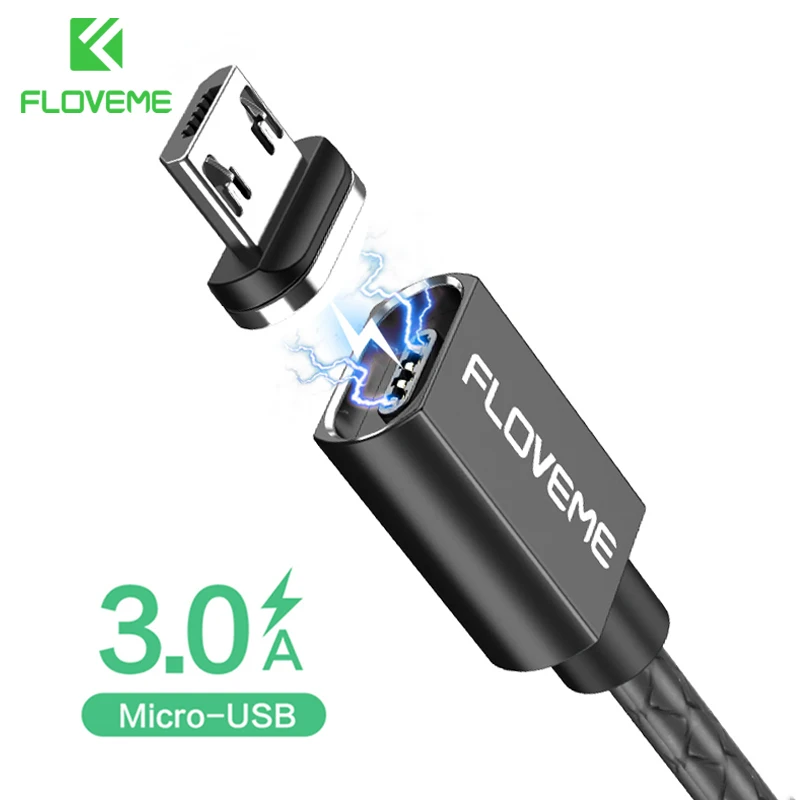 

FLOVEME Magnetic Micro USB Cable 3A Fast Charging 1M LED Magnet Charger Cable For Xiaomi 4X Huawei P8 Lite Samsung Data Cabo