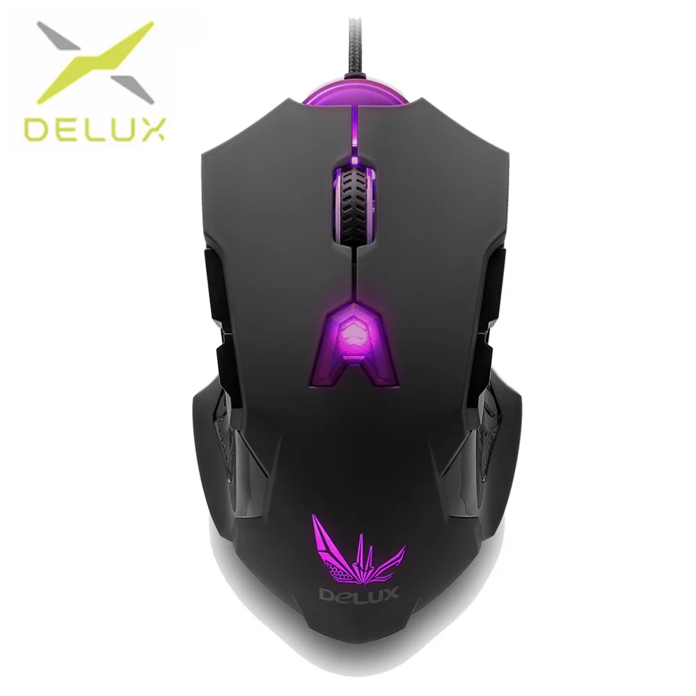 

Delux M811LU Gaming Mouse Gamer DPI 1000/1600/2400/3200/4000/8200 Adjustable Mice USB Wired Ergonomics Design Desktop Computer