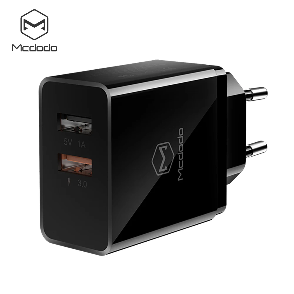 Mcdodo qc 3.0 ثنائي usb شاحن السفر الجدار محول كوالكوم Qc3.0 شاحن ل sumsang xiaomi هواوي eu قابس الهاتف المحمول شاحن