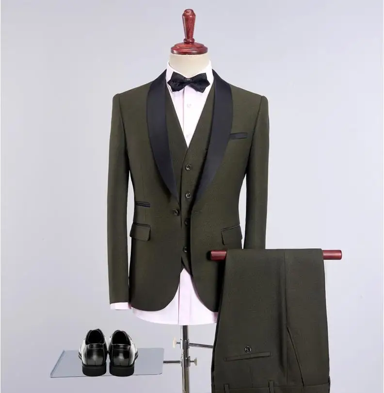 

Jacket+Vest+Pants)2019 Custom Slim Fit Fashion Causal Cotton And Wool Suits Men's Business Wedding Suit Men Blazer Costume Homme