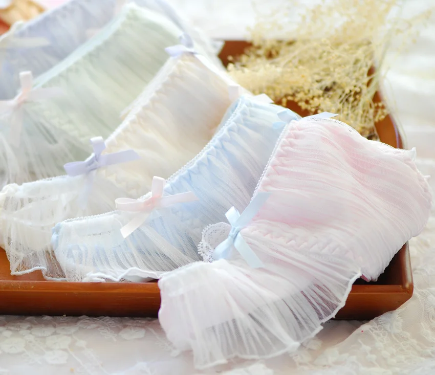 100% Real Photoes 2nd Shipping Free rM L XL Lovely Cute Lolita Kawaii bouffancy Pleated Ruffle Lace Panties Underwear Brief | Женская