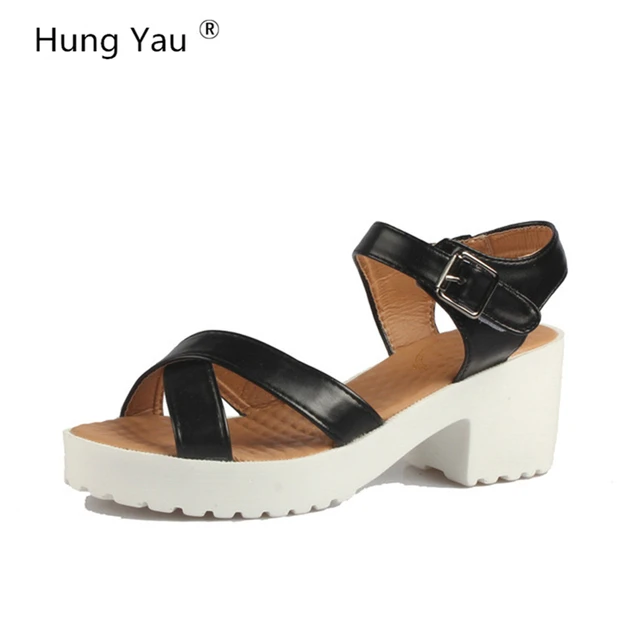 Women Platform Sandals Plus Size 45 Gladiator Woman Open Toe Shoes Summer Style Hollow Out Weave Ladies Casual Black Sandals