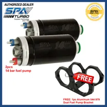 

14BAR PLUS high flow external fuel pump E85 E100 (2pcs) + Aluminum 044 979 Dual Fuel Pump Bracket (1pc FREE)