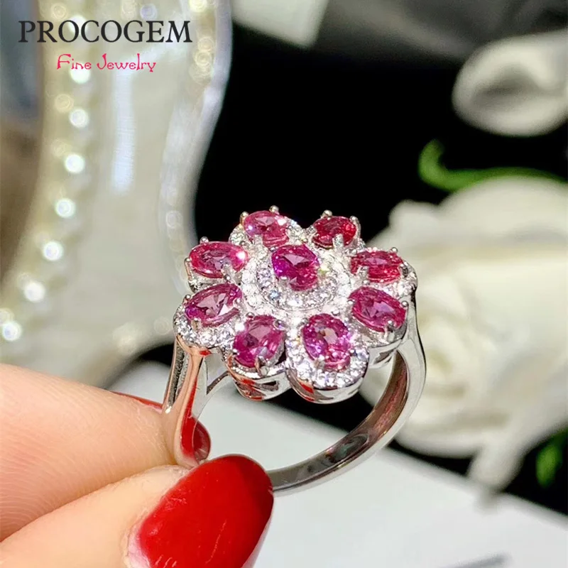 

Romantic Fancy Natural Sapphire Rings for Women Wedding 3x4mm Genuine gemstones White Gold color Fine jewelry S925 Silver #442
