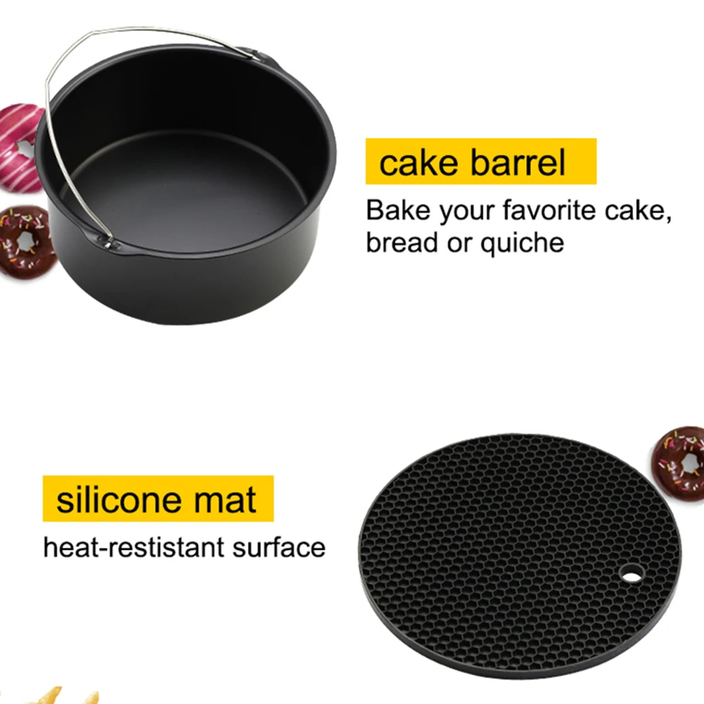 6pc/set Home Air Fryer Cooking Accessories Deep Fryer Baking Basket Pizza Plate Grill Pot Multi-functional Kitchen Accessory 6pc/set Home Air Fryer Cooking Accessories Deep Fryer Baking Basket Pizza Plate Grill Pot Multi-functional Kitchen Accessory